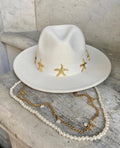 Golden Stars Panama Hat - White